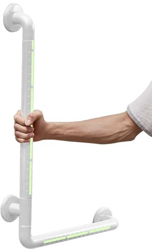 Poignées d'appui pour personnes âgées, poignée de douche antidérapante avec fluorescence, 70 x 40 cm, poignée de sécurité murale, en forme de L, pour WC, salle de bain, baignoire, main courante