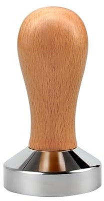 Coffee Tamper 53mm, Flat Base Espresso Coffee Tamper, Wood Handle Barista Tamper, Coffee Press Tamper, for Coffee Grounds Barista Espresso Machines Accessory