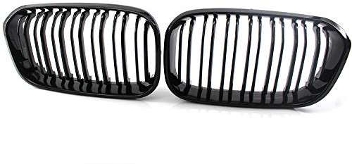 Doppelbrücke Kühlergrill Front Nieren Glänzend Schwarz für F20 F21 2015-18 | 1 Serie F20 F21 Kühlergrill 2015 2016 2017 2018