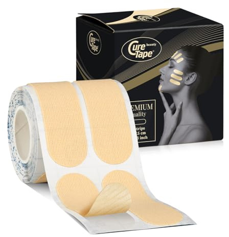 CureTape Beauty Kinesiology Tape | 60 Strips | Anti-Wrinkle Face Tape | Face Lift Tape for Toning, Firming & Tightening The Skin | Kinesiology Tape for Face and Sensitive Skin