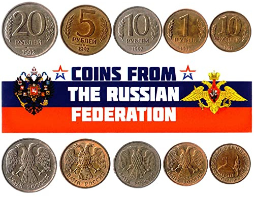 5 Russia Coins from Eurasia | Old Collectible Russian Cash Lot | Perfect Choice For Your Coin Bank, Holders And Collection Album