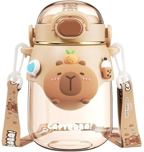 Uzztfa Cute Capybara Water Bottles, Cute Summer Drinking Bottle Sports Water Bottle Leakproof Water Bottles for Travel Gym Back to School