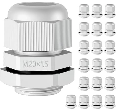 EPYINS 20 Pezzi Pressacavi Elettrici Impermeabili IP68,per Cavi da Ø 6-12mm,Passacavi a Tenuta Stagna con Ghiera,Filettatura M20,per Scatola di Derivazione, Quadro Elettrico Esterna