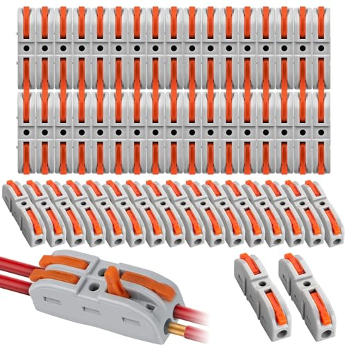 Connettori Elettrici Rapidi, 50 Pezzi Morsetti Elettrici, SPL-1 Terminali a Collegamento 1 Filo 2 Entrate per Cavi Combinabili Liberamente SPL2-5, PA/PC Ritardante di Fiamma