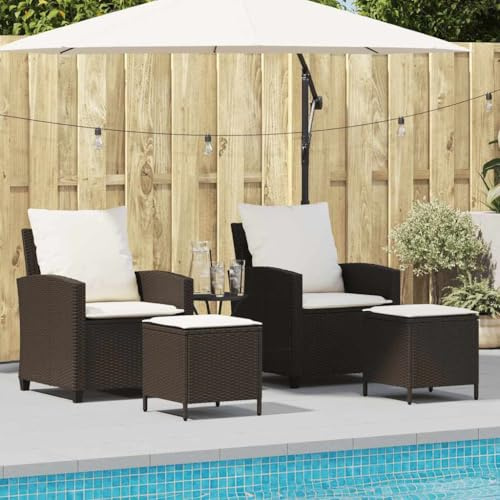 CongVVFV 4-TLG. Garten-Sofagarnitur mit Kissen Braun Poly Rattan PE-Rattan Sitzgruppe Outdoor Polyrattan Diese braune 4-TLG. Garten-Sofagarnitur aus robustem Poly Rattan (PE-Rattan)