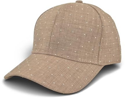 styleBREAKER Damen Baseball Cap Strass Glitzer Steine | 6-Panel Kappe aus Polyester, 7 cm gebogener Schirm, integriertes Schweißband, stufenlos per Schnalle anpassbar (55-59 cm).