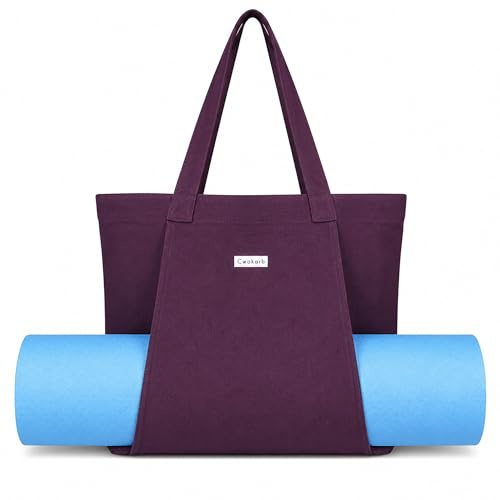 Cwokarb Yogatasche Damen mit Nassfach, Flaschenhalter und Durchgehendem Reißverschluss,Matte Einfach Herausnehmen für Pilates, Reisen, Training, Büro