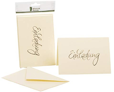 Rössler - Klappkarten Einladung DIN B6 Chamois, 5 Stück | Neutrale Einladungskarten DIN B6 für Geburtstag, Feiern und besondere Anlässe