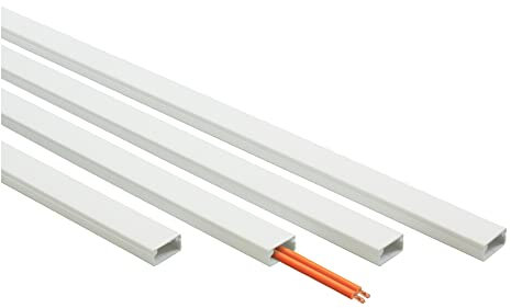 FAMATEL – Minicanal Adhesivo | 10 x 20 mm | Fácil Montaje | Tira de 2m | Gris, Blanco