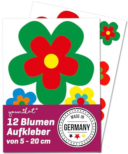 Aufkleber-Set retro Blumen I Blümchen bunt I Flower-Power Sticker für Küche Bad Kinder-Zimmer Wohnmobil Roller PKW I wetterfest I kfz525