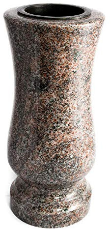 Afterglow Stilvolle Grabvase aus echtem Granit Paradiso Höhe 28 cm/Ø 12 cm Grabschmuck wetterfest frostsicher Granitvase mit Kunststoffeinsatz Friedhofsvase