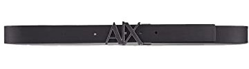 Armani Exchange Herren Everyday Logo Belt Gürtel, Schwarz, 32