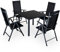 Casaria® Gartenmöbel Set 4 Stühle mit Tisch 90x90cm Aluminium Sicherheitsglas Wetterfest Klappbar Modern Terrasse Balkon Möbel Sitzgruppe Garnitur Bern