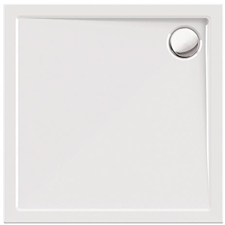 Calmwaters® Quadrat-Duschwanne Modern Select, eckige bodengleiche Brausewanne aus Acryl, 80 x 80 x 2,5 cm mit Ablaufloch in 90 mm, Duschtasse in Weiß, 01SL2983