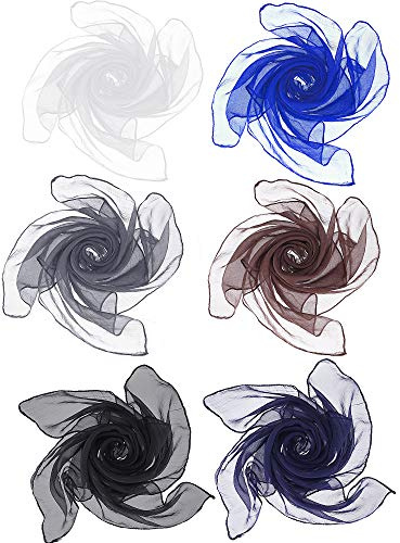 Boao 6Pcs Chiffon Scarf 50s Square Neck Head Scarf for Women, Neutral