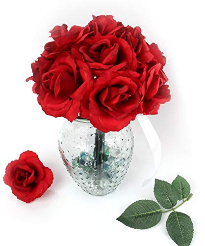 Larksilk Künstliche Rosen, realistisch aussehende dunkelrote Rosen mit abnehmbaren Stielen, ideal für Veranstaltungen, Hochzeiten, Blumensträuße, Arrangements, Babyparty, Zuhause und DIY-Projekte