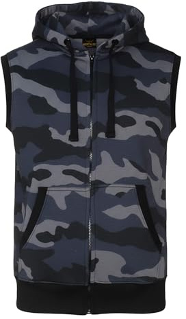 ROCK-IT Apparel I Veste à Capuche Homme sans Manches I Sweat à Capuche Premium pour Les Loisirs ou Le Sport Amateur I avec Fermeture éclair et Poche [taillesS-4XL] Hoodie Camo Grey/Blue XXL