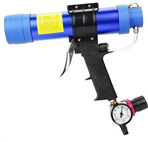 Pneumatische Kartuschenpistole, einstellbare pneumatische Glaskleber-Dichtmittel-Kartuschenpistole Luftpistole (310 ml) - Schneller Auspuff/kein Leimüberlauf/gleichmäßiger Kleber
