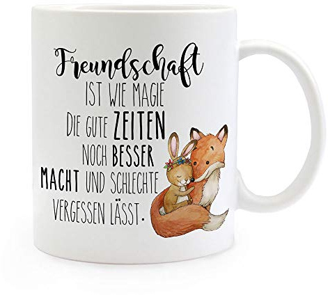 ilka parey wandtattoo-welt Tasse Becher Fuchs & Hase Spruch Freundschaft ist wie Magie Kaffeetasse Kaffeebecher Geschenk ts1120