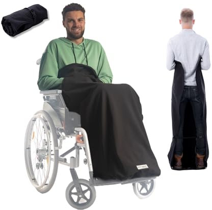 BELIEFF Rollstühle Fleecedecke für Outdoor - Größe 140x90x35 cm Schützt vor Regen Kälte und Wind, Taschen für Hände, 100% Polyester und komplett mit Fleece gefüttert (mit PVC-Untertrittschutz)