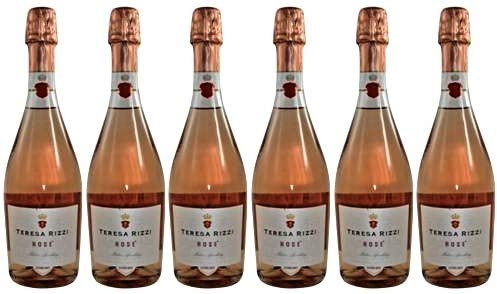 6 x Vino Spumante Rosé Extra Dry von Teresa Rizzi im Sparpack (6x0,75l), fruchtiger Rosé-Schaumwein aus Venetien
