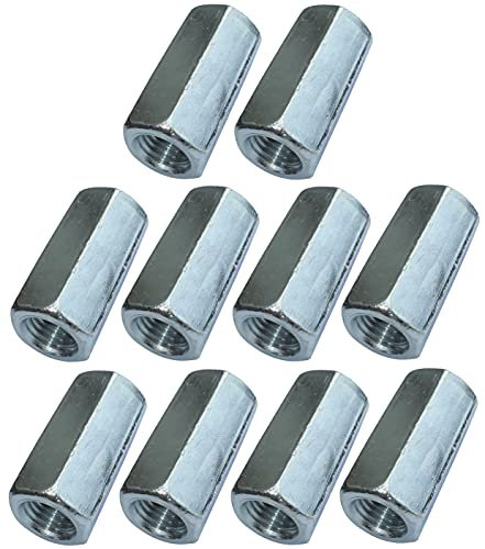 AERZETIX - Set di 10 Dadi di accoppiamento esagonali lunghi M16x50mm - dado di prolunga - acciaio al carbonio con filettatura metrica - C49603