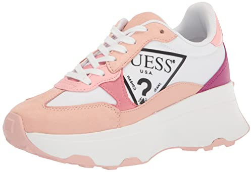 GUESS Damen Calebb3 Sneaker, White/Pink Multi, 38.5 EU