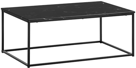 Wohnling Couchtisch Rund 100x60x40 cm Schwarz Marmor-Optik Metallgestell