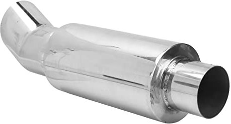 Auspuff Schalldämpfer, 63 Mm Auspuff Schalldämpfer Edelstahl für DTM Style Silber Straight Through Deep Tone Universal für Auto