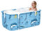 Bañera Plegable para Adultos y Niños Bañera Familiar Portatil con Soporte de Aleación Engrosado y 2 Tubos de Drenaje, 132x68x47CM (Verde)
