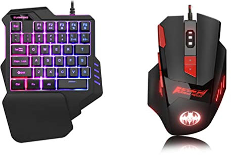Teclado mecánico para juegos con una sola mano, retroiluminación LED RGB, 35 teclas, medio teclado, teclado para juegos, teclado pequeño para juegos PUBG/Games/LOL/CSGO (RGB+GM18 mouse para juegos)