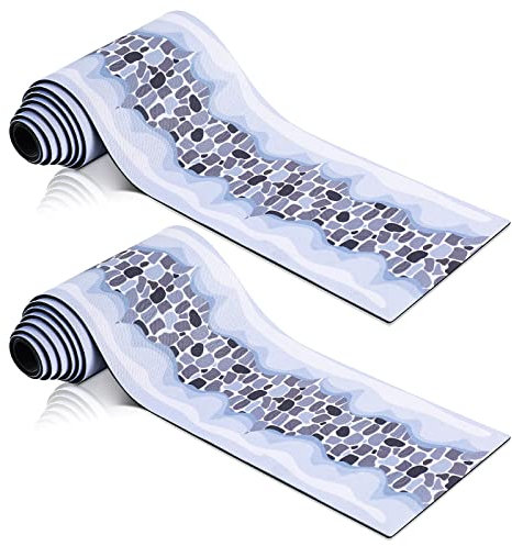 Jetec 2 Stück Weihnachtsdorf-Zubehör, Weihnachtsziegel, Schnee, Straße, Dorf, Straße, Matte, Dekorationen, Schnee-Ziegel-Matte für Haus, Garten, Landschaft, 11,9 x 129,9 cm (frischer Stil)