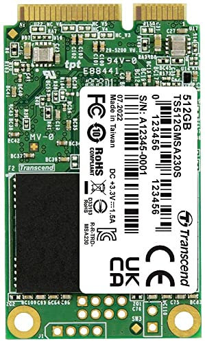 Transcend 512GB MSA230S SATA III 6 Gb/s mSATA SSD 3D TLC NAND - TS512GMSA230S