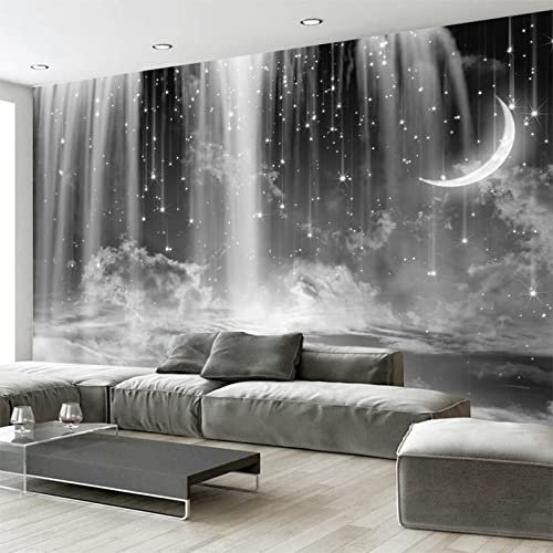 YXTSmurals Cascade Lune Paysage Papier Peint Photo Non-Tissé, Papier Peint Panoramique 3D Tapisserie Photo Murales Peinture Murale Interieur Intissé Poster Geant Décor Mural Moderne