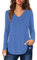 Florboom Womens Tunic Tops Casual Long Sleeve V-Neck Tshirts Ruffle Swing Longline Shirts, Blue 18 20