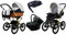 BabyLux Kinderwagen 4in1 mit Autositz für Kleinkinder – Kinderwagen für Neugeborene und Kleinkinder –– Baby Neugeborenen Kinderwagen – ISOFIX Autositzbasis – Max 15kg – Black Dots Gold Frame