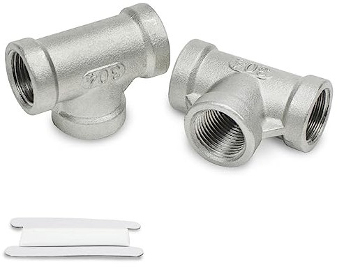 Bwintech 2 pezzi 3/8 femmina BSP 3 vie Connettore 304 acciaio inox Tee Raccordi per tubi femmina