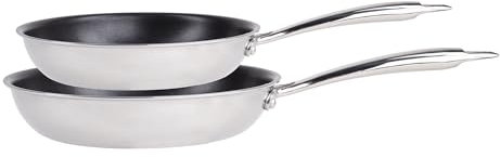 MasterPro – Juego de 2 Sartenes – Tamaños 20+24 cm - Fabricadas en Aluminio Prensado – Total Antiadherencia – Mango Acero Inox Apto para Todo Tipo de Cocinas incluyendo Inducción