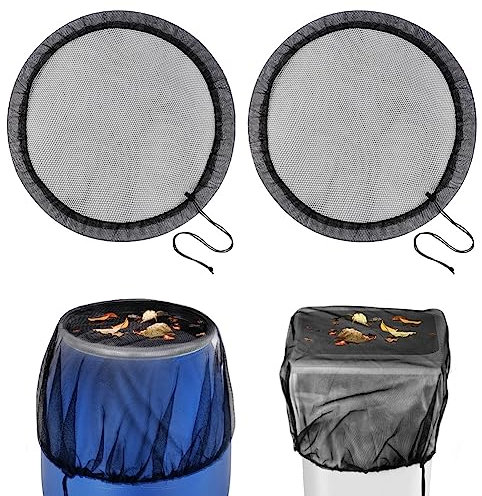 OFFCUP Cubierta de malla para barriles de lluvia, 2 piezas de cubierta de barril de lluvia, red de barril de lluvia de 95 cm, red ajustable contra insectos y hojas que caen, para el hogar, al aire
