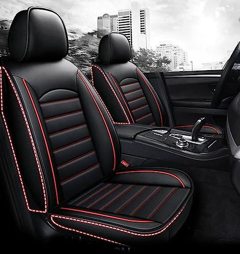 Auto Leder Sitzbezügesets für Ford C-Max '10 2010-2015 2016 2017 2018 2019 Luxus Wasserdicht Verschleißfest Innenraum Schonbezüge sitzschoner Auto Accessories,Black and red
