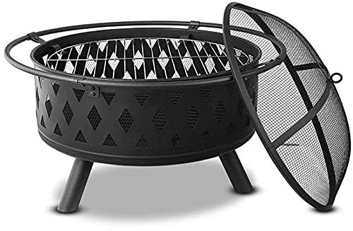 Gartenkamin – Gartenofen, Feuerstelle, Stahlgitter, Terrassenofen – Außenheizung, Holzofen, Kohlenbecken mit schwarzem Durchmesser