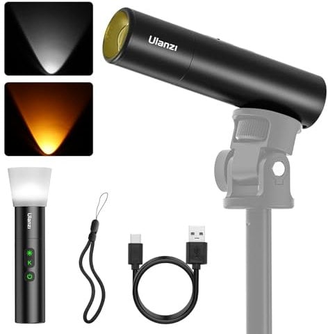 ULANZI LM07 Toricia Fotografica, Luce Led Ricaricabile con Batteria 2000mAh per Video Foto, Faretto Fotografico Luminosità Regolabile, 2000K-5500K Bicolore Luce Portabile per Campeggio Escursionismo