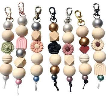 Dinala Schlüsselanhänger selber machen Set - schöne Schlüsselanhänger basteln - mit eleganten Anhängern und Perlen - Schlüsselanhänger DIY - einzigartig gestalten (modern)