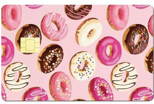 CREATCABIN Pinker Karten-Skin-Aufkleber,Donut-Debit-Kreditkarten-Skins,Der Personalisierende Bankkarten-Schutzaufkleber Abdeckt,Wasserfest,Kratzfest,Schlank Für EBT-Transportschlüsselkarte,186x137mm
