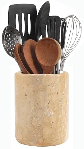 SPESHSTONES Soporte para utensilios de cocina de 6.5 pulgadas de piedra para almacenamiento de encimera, organizador de utensilios moderno, cuchara y espátula para decoración de cocina de granja