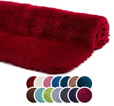 liebling Superior Badteppich mit Anti-Rutsch-Beschichtung, 100% Polyester (Mikrofaser), 70 x 120 cm, 30 Grad waschbar, Fußbodenheizung geeignet, Farbe: Bordeaux