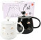 pobuu Lot de 2 Tasses de Chat en Céramique avec couvercle et cuillère,Nouveauté Morning Cup Tasses à café Pour Saint Valentin, les amoureux des chats Femmes,Cadeau de Noël ou d'anniversaire 400ml