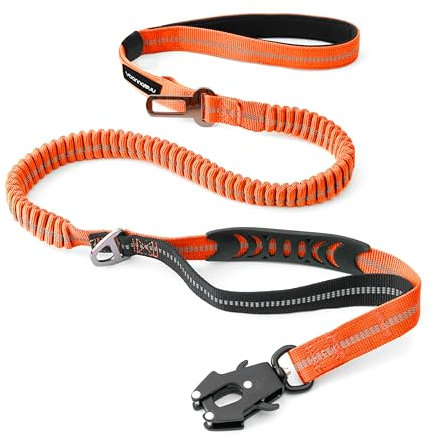 Strapazierfähige Taktische Hundeleine mit Schnellverschluss-Karabiner und stark reflektierenden Fäden, 1,2-1,8 m Power-Stretch-Hundeleine für mittelgroße und große Hunde