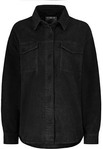 Eight 2 Nine Damen Cord Hemdjacke – Lässige Cordjacke mit Knopfleiste Black S