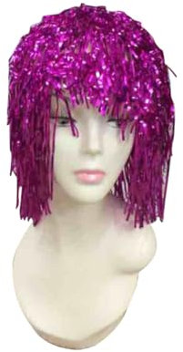 Lametta Perücke aus Metallic Folie, Violett für Kostüme und Maskenbälle